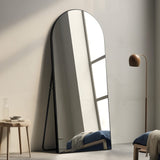 PexFix Arched Full Length Mirror Arched Wall Mirror Floor Mirror with Stand Contemporary Full Length Mirror with Black Wood Frame, 65''x22'' PexFix