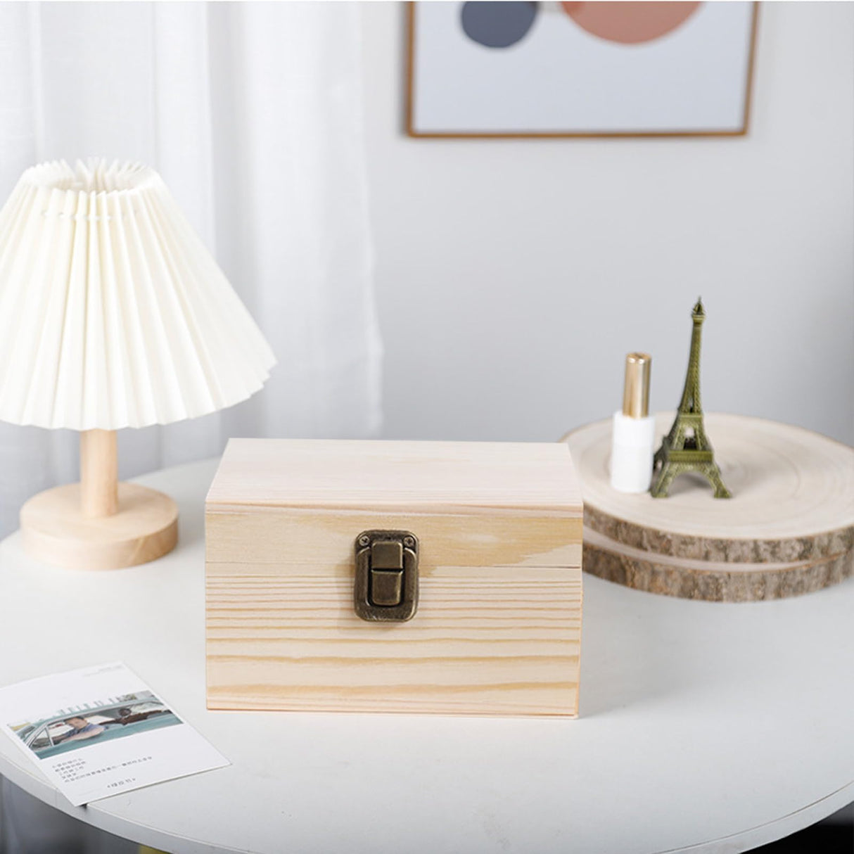 Voittozege 2 Pack Unfinished Wooden Boxes Large Wooden Box with Hinged Lid dnd Front Clasps, Natural Wood Boxes for Diy Crafting Gift Storage Box, Art Decorations and Jewelry Storage, 10 x 7 x 4 Inch Voittozege