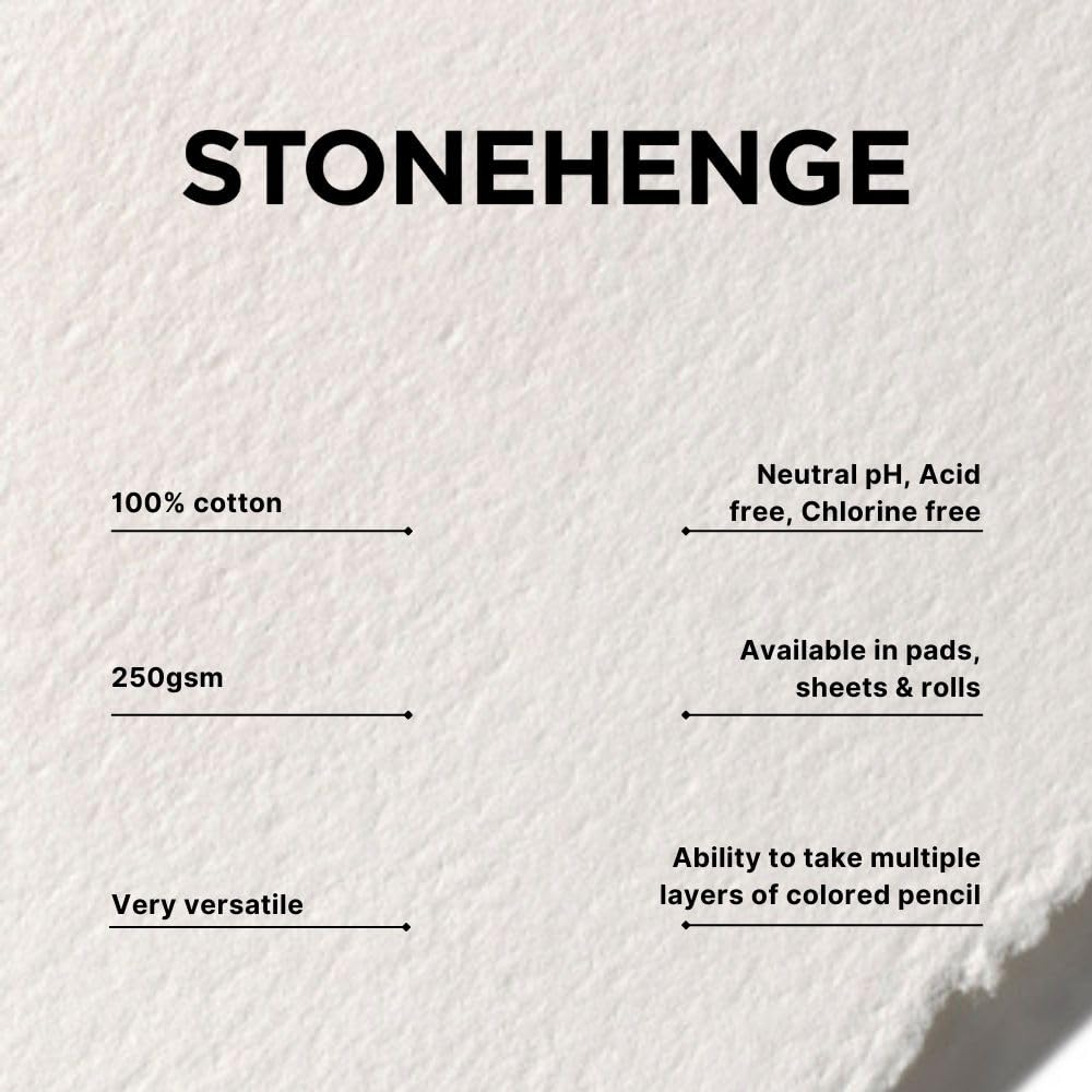 Legion Stonehenge Pad, Cotton Deckle Edge Paper, 18 X 24 inches, White, 15 Sheets Stonehenge