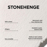 Legion Stonehenge Pad, Cotton Deckle Edge Paper, 18 X 24 inches, White, 15 Sheets Stonehenge