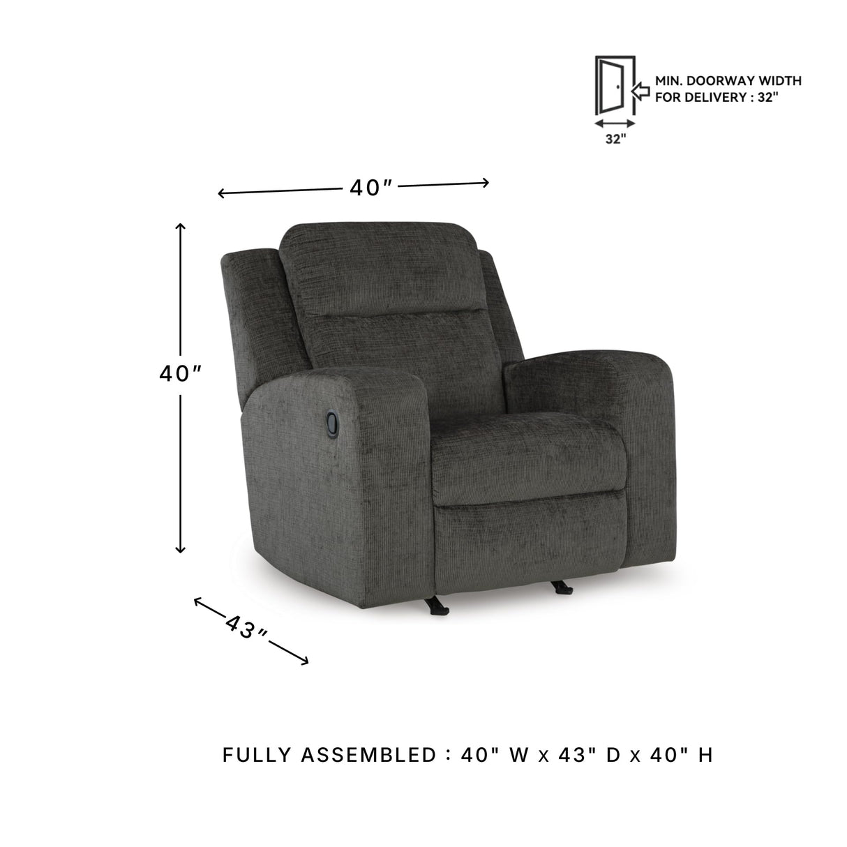Signature Design by Ashley Kanlow Casual Manual Rocker Recliner with Track Arms, Gray Signature Design by Ashley