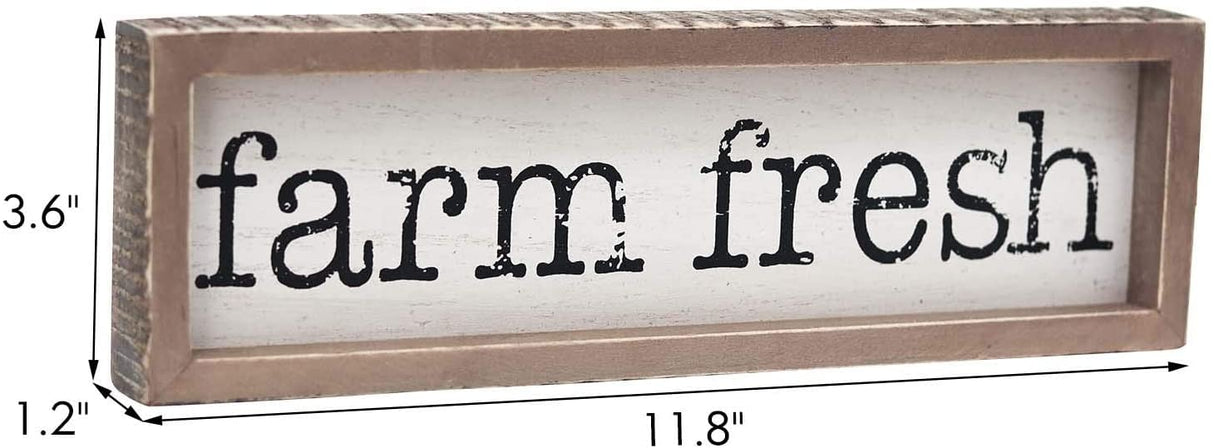 PARISLOFT Farm Fresh Solid Pine Wood Framed Signs for Home Decor, Rustic Farmhouse Decorations PARISLOFT