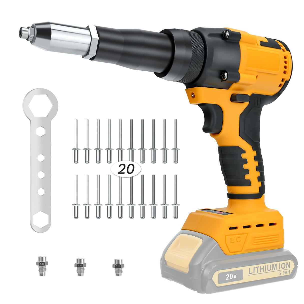 LouSdZoke Cordless Rivet Gun for DeWalt 20V,Electric Rivet Gun, Brushless Rivet Gun Tool for Rivets(1/8'', 5/32'', 3/16") LouSdZoke