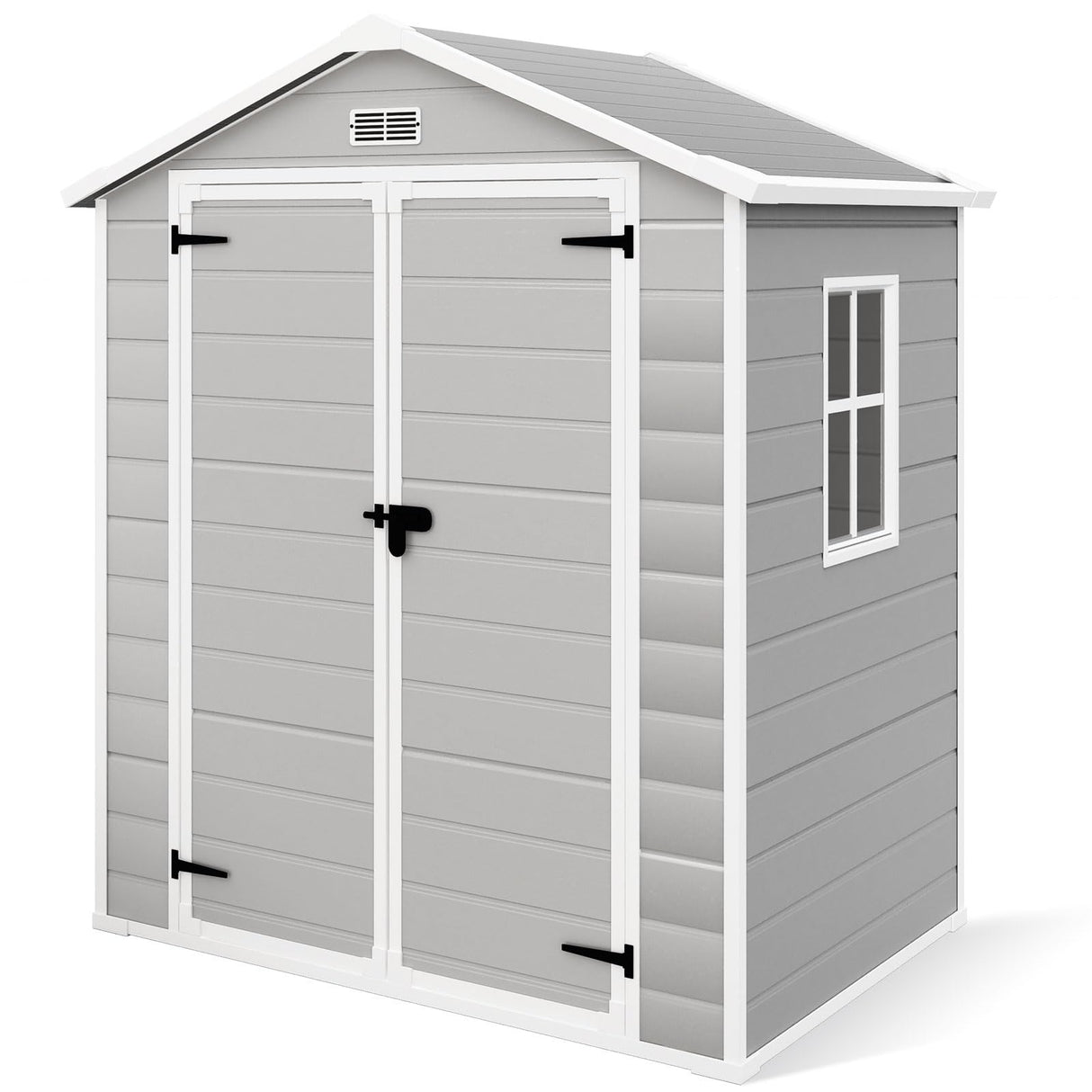 YOFE Resin Shed 6x4.4FT,Plastic Shed with Floor,Outdoor Storage Shed with Floor for Garden Tool,Waterproof Outdoor Resin Shed,Lockable Doors for Patio,Yard,Lawn (Gray) YOFE
