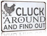 Smilelife Funny Chicken Gifts Chicken Cluck Around and Find Out Tin Sign for Home Farm Chicken Coop Farmhouse Kitchen Garden Decor 8 X 12 Inch (3021) Smilelife
