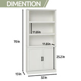 blini 5 Shelf Tall Bookcase with Doors White Bookshelf 31in Wide Display Standing Storage Shelf 72in Tall Wood Book Shelves for Bedroom Living Room Office Library blini