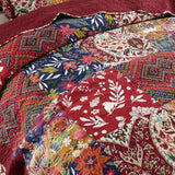camandy Cotton Bedspread Quilt Bedding Sets 3 Pieces Reversible Coverlet Sets Comforters Gorgeous Paisley Floral Patchwork Red Bedspread, Queen Size camandy