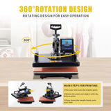 SHUOHAO Upgraded 15 in 1 Heat Press Machine for T-Shirts,Hats,Mugs,Pens &More 12x15 Inch Heat Press 360-Degree Rotation Swing Away Sublimation Machine Dual-Tube Tshirt Press Machine Digital Control SHUOHAO