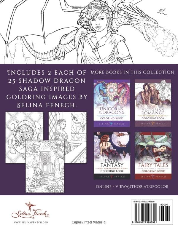 Shadow Dragon Saga - Dragons and Warriors Coloring Book (Fantasy Coloring by Selina) WoodArtSupply