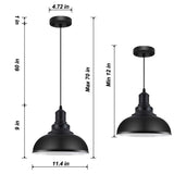 LOEHINLE Pendant Lighting Vintage Industrial Fixtures, Black Metal Farmhouse Lights, Ceiling Lamp for Kitchen Home Island Dining Room Bedroom, 11.4 inches LOEHINLE