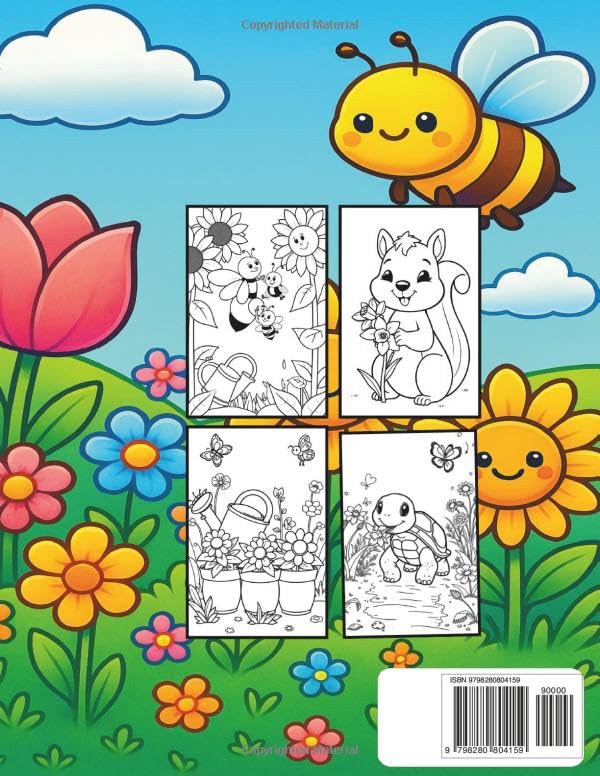 Spring Coloring Book for Kids Ages 3-8: Easy and Fun Springtime Scenes with Cute Animals, Flowers, and Nature for Toddlers, Preschoolers, and Early Elementary WoodArtSupply