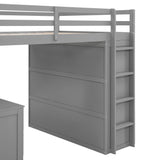 Harper & Bright Designs Full Size Loft Bed with Desk and Wardrobe, Solid Wood Loft Bed Frame with Storage Drawers, for Kids Teens Adults (Full, Gray) Harper & Bright Designs