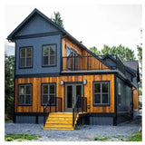 Quick.Simple.Easy SEQ Fully Equipped Double Story 2 bedrooms prefab Expandable Container House 40ft by 20 ft Luxury Home Stairs Included Free Bed Set with Terrace S.E.Q quick.simple.easy