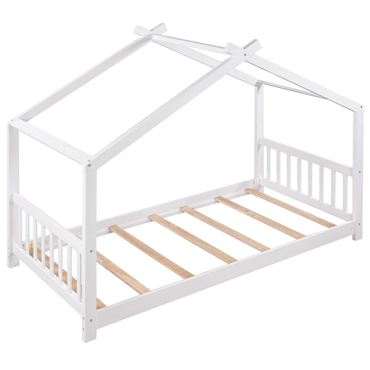 Merax Twin Kids House Bed Frame – Charming Wood Design with Headboard & Footboard in White Merax