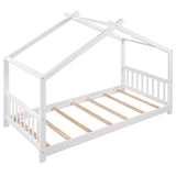 Merax Twin Kids House Bed Frame – Charming Wood Design with Headboard & Footboard in White Merax