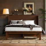 PVWIIK Full Size Multi-Functional Bed Frame with Side Shelves and USB for Girls/Boys,Home Office, Studio,Bedroom,Cabinet Murphy Bed w/Plank Support,No Box Spring Needed, Walnut PVWIIK