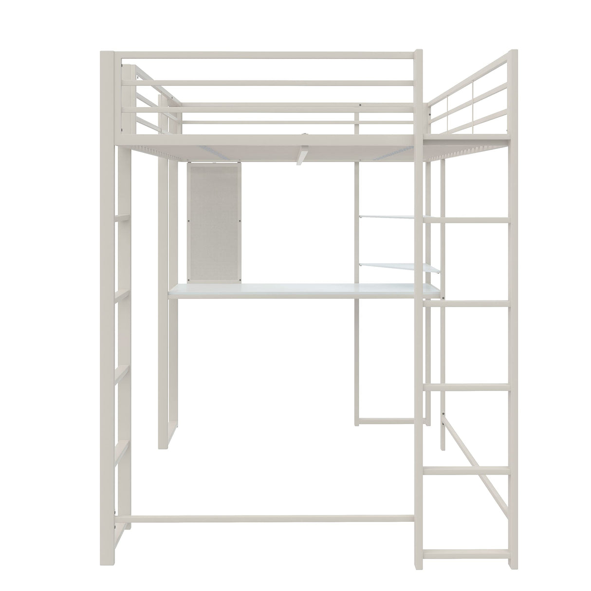 DHP Abode Full Size Metal Loft Bed, Off-White DHP