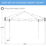 ZENY 10x10 Pop Up Canopy Tent Easy Set-up Outdoor Patio Canopy Adjustable Straight Leg Heights Instant Shelter with Wheeled Bag, Ropes ZENY