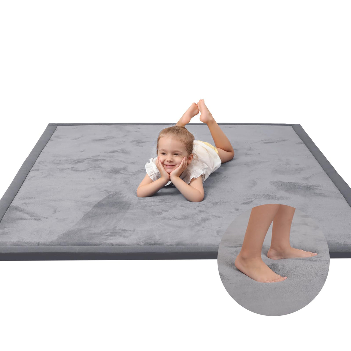 Baby Play Mat for Floor,1.3" Thick Memory Foam Tummy Time Mat,Soft Coral Velvet Nursery Rug,Large Non Slip Crawling Mat for Toddlers,Infants,Kids,Yoga Mat,Tatami Mat for Living Room(Dark Gray) Huloo Sleep