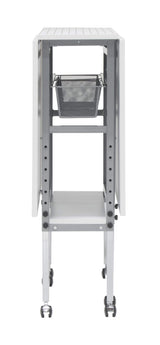 Sew Ready Foldable Hobby and Cutting Grid Table - 58.75" W x 36.5" D White Arts and Crafts Table with Grid Top and Silver Storage Drawers Sew Ready