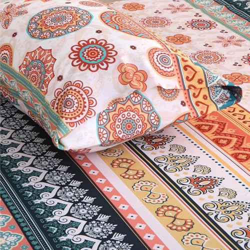 MUXHOMO Full Size 4 Piece Sheet Set, Soft & Breathable Sheet for Bedroom with Deep Pocket Up to 16", Wrinkle-Free & Cooling Bed Sheet with Flat Sheet, Fitted Sheet & Pillowcases - Bohemian Flowers MUXHOMO