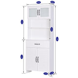 Spirich Tall Bathroom Storage Cabinet, Floor Storage Cabinet with Double Doors and Drawers, Freestanding Wood Cabinet for Bathroom, Living Room, Kitchen, Whtie Spirich