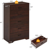 LIDYUK Dark Cherry Dresser for Bedroom, 5 Drawer Dressers & Chests of Drawers, Modern Wood Dresser, 47 Inches Tall Chest of Drawers for Bedroom, Hallway, Living Room LIDYUK