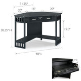 Leick Home 83430 Corner Computer/Writing Desk with Center Keyboard Drawer and Shelf, Black Oak Leick Home