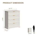 ELUREVIA 4 Wooden Drawer Dresser for Bedroom Storage, Modern Farmhouse Wood Chest of Drawers with Metal Handles, Wide Storage, Cabinet for Closet, Living Room, or Entryway White ELUREVIA