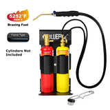 BLUEFIRE Oxypropane Welding Gas Cutting Torch Kit with Flint Lighter and Cylinder Holder Rack - For Jewelers Hvac Map Gas Torch Kit Brazing Mapp Gas Torch, Soldering Oxy Acetylene Torch Kit Tanks MR. TORCH