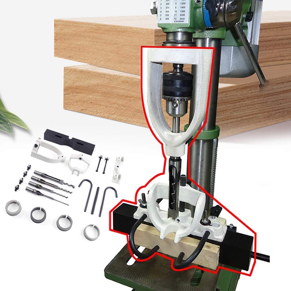 Chisel Mortising Mortise Tenon Drill Square Hole Chisel Locator Set for Bench Drilling Machine w/ 4 Bits - WoodArtSupply