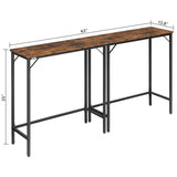 MAHANCRIS 63-Inch Rustic Brown Narrow Bar Table - Versatile Dining & Counter Height Console Table MAHANCRIS