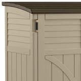 Suncast Horizontal Shed, Compact Outdoor Storage System, 34 Cu. Ft. Capacity, Sand & Slate - Lockable Multi-Wall Resin Organizer for Garbage Cans, Garden Tools, Bins, Bikes and Yard Equipment Suncast