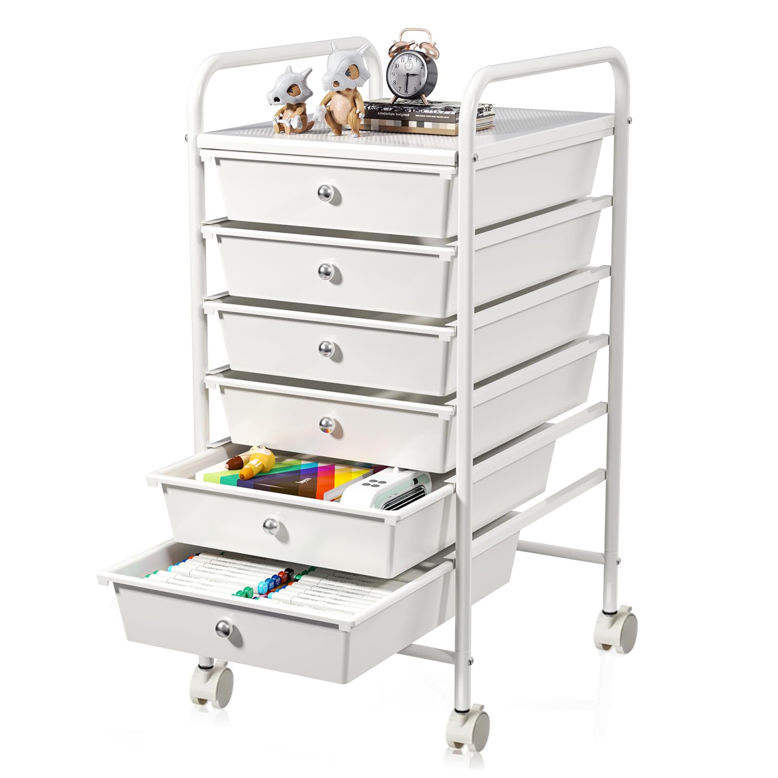 Storage Cart, Rolling Utility Cart with 6 Drawers, Multipurpose Storage Utility Cart on Wheels, for Home, Kitchen, Office, School, Teacher - WoodArtSupply