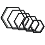 PHOENANCEE Hexagon Floating Shelves,Wall Mounted Wood Farmhouse Storage Honeycomb Wall Shelf Set of 5,for Bathroom, Kitchen, Bedroom, Living Room,Office,Home Room Wall Decor Driftwood Finish PHOENANCEE