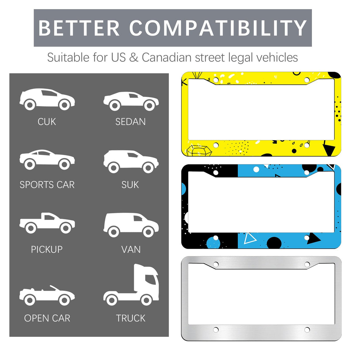 6 PCS Sublimation License Plate Frame Blanks, DIY White Metal Aluminum car Tag, Custom Picture Design for car tag Frame (12.2x6.3x0.04in) OKBA