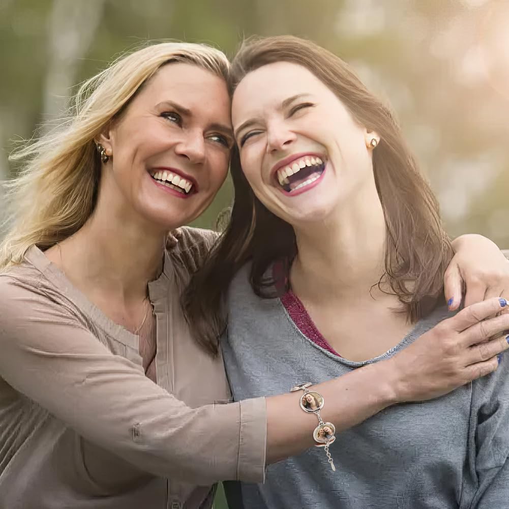 PH PandaHall 4 Sets Sublimation Bracelets, Heat Transfer Bracelet Round Photo Bezel Tray Sublimation Blank Adjustable Bracelet Bezel Setting with Cabochon for Christmas Bracelet Jewerly Making Wedding PH PandaHall