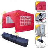 Panana Pop Up Gazebo 10''x10'' Waterproof Outdoor Garden Marquee Awning Party Tent Canopy and Carry Bag 3 X 3m(Red) Panana