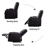 CANMOV Electric Power Recliner Chair with USB Ports and Cup Holders, Breathable Leather Home Theater Seating with Hidden Arm Storage (Black) CANMOV