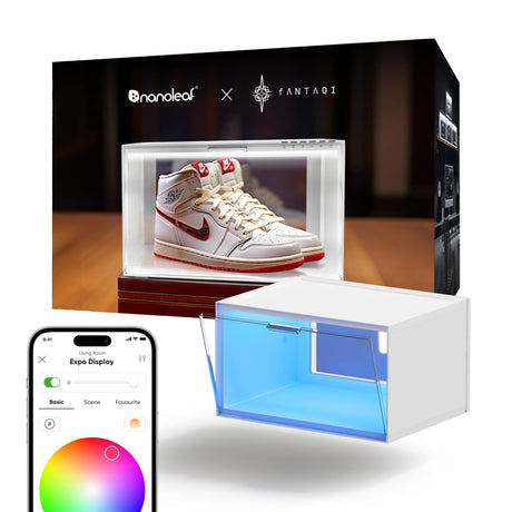 Smart LED Shoe Boxes Sneaker Display Case, Stackable Shoe Storage Organizers, Collection Crate, Figures & Collectibles Showcase (1-Pack Expasion Kit, Requires Stater Kit) Nanoleaf