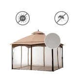 Gazebo Universal Replacement Mosquito Netting,10' x 12' Outdoor Canopy Net Screen 4-Panel Sidewall Curtain, with Zippers，Excluding Gazebo (Brown) Hisecome