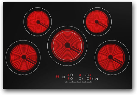 VBGK Electric cooktop 30 inch, 5 burner Electric Stove Built-in and Countertop Electric Stove Top, LED Touch Screen,9 Heating Level, Timer & Kid Safety Lock, 240V 30 inch Electric cooktop VBGK