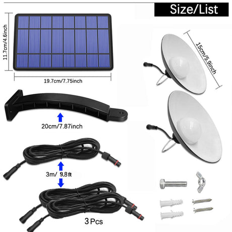ABZXT Solar Pendant Lights Upgraded Double Bulb Lights IP65 Waterproof Dusk to Dawn Auto Lamp with Remote Controller for Outdoor Shed Barn Chicken Coop Bullpen Pig Pen Stables Tents etc(Dual Lamp) ABZXT