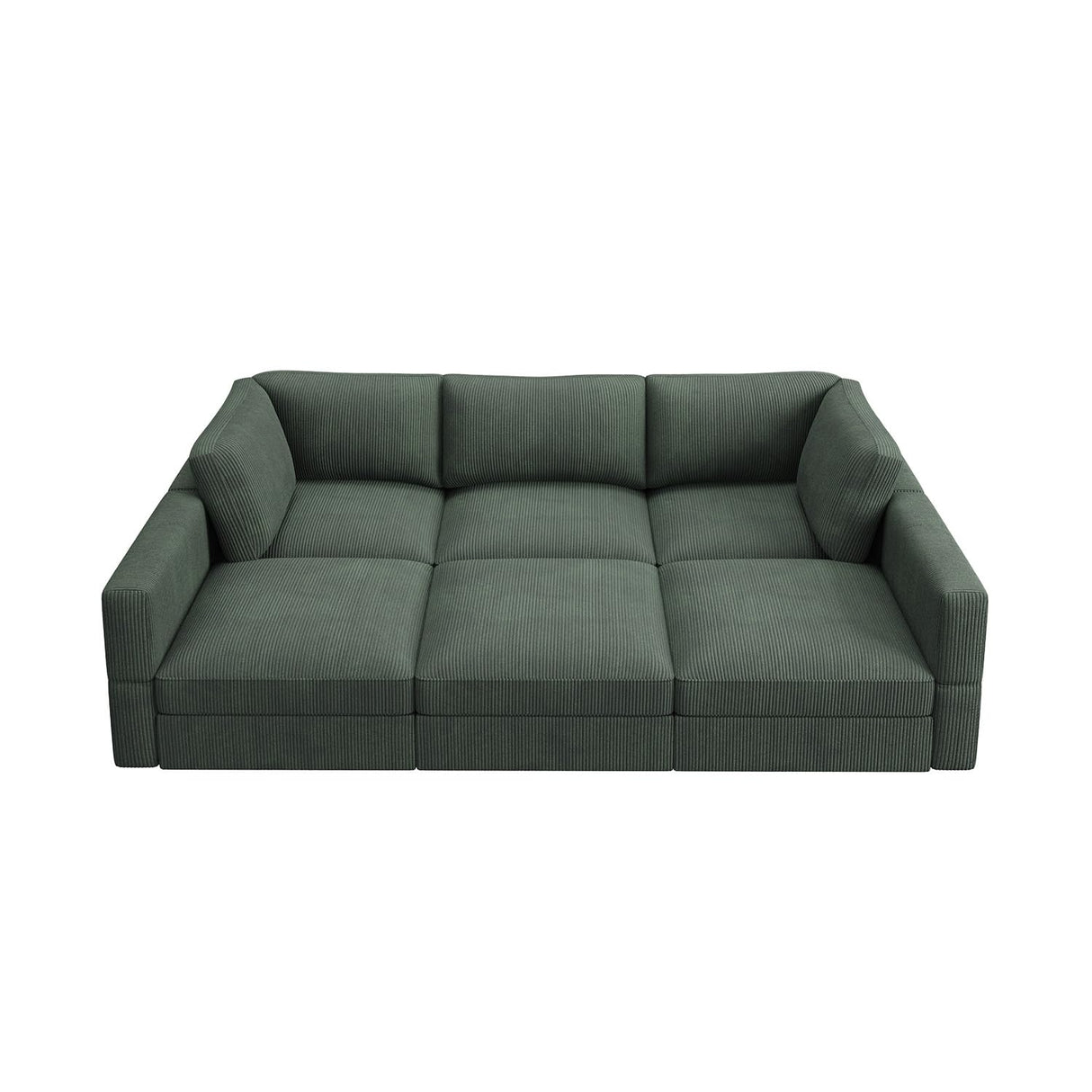 HONBAY Modular Sectional Sofa with Storage Corduroy Sectional Sleeper Sofa Modular Sectional Couches for Living Room,Green HONBAY