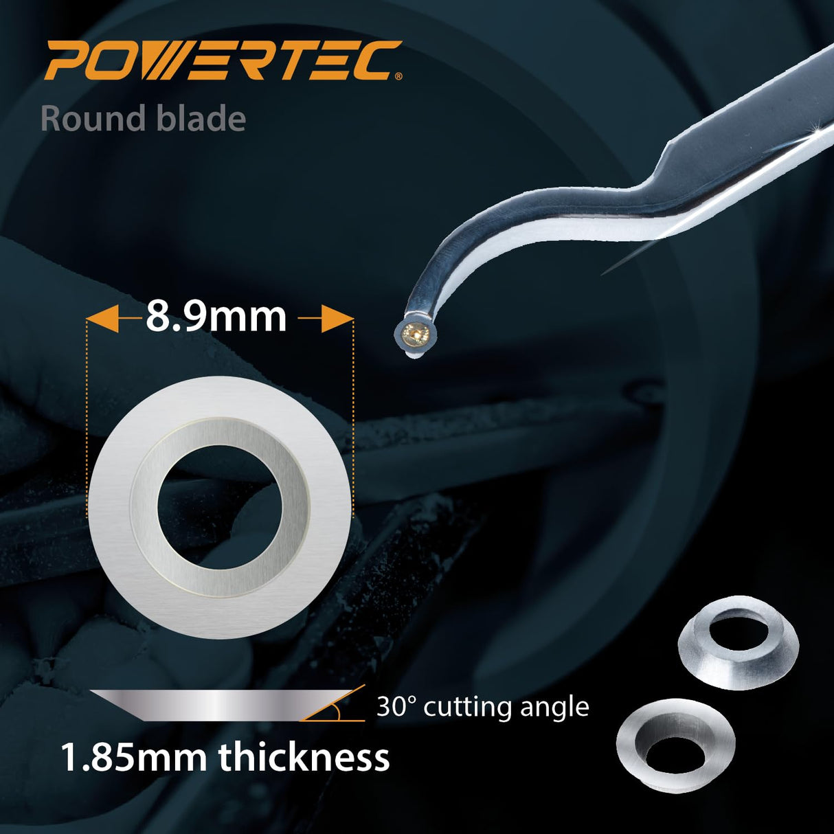 POWERTEC 71827 Carbide Tipped Woodturning Tool 3 Piece Set with Straight, Shallow Swan Neck & Deep Swan Neck for Deep Hollowing Work, Wood Lathe Chisel with Replaceable Tips POWERTEC