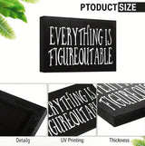Inspirational Farmhouse Wooden Box Sign - Everything is Figureoutable, Black Home Office Desk Decor Generic