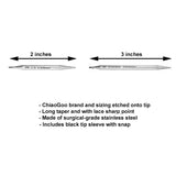 ChiaoGoo Twist Red Lace Shorties 2 & 3-Inch Small Red 7230-M Interchangeable Knitting Needle Set, 12-Pair Sizes US 0, 1, 1.5, 2, 2.5, 3, Stainless Steel, 3 Cords with 1 Project Bag ChiaoGoo