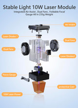 Ortur Laser Master 2 S2 LU2-10A, 10W Output Power Laser Engraver and Cutter, 0.05 x 0.1mm Compressed Spot Laser Engraver for Wood and Metal, 390 x 410mm Laser Engraving Area Ortur