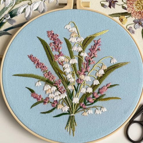 Myfelicity Embroidery kit for Adults and Beginners, Includes 3 Floral Pattern Fabrics, 3 Embroidery Hoops, Embroidery Floss and Other Tools. Myfelicity