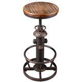 BOKKOLIK Vintage Swivel Bar Stool Industrial Coffee Kitchen Dining Chair Fire Hydrant Design Height Adjustable 24.8-30.7inch Solid Wooden Seat BOKKOLIK